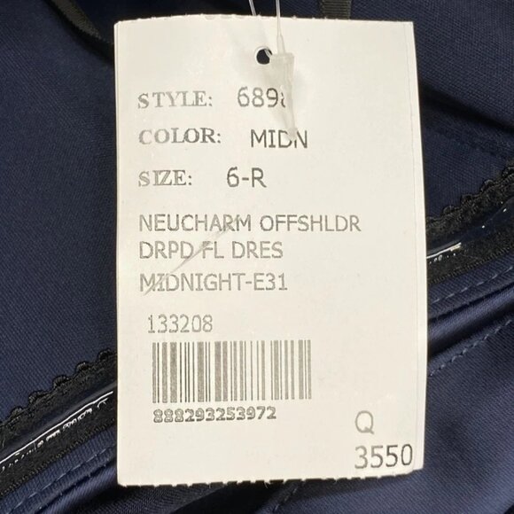 NEW AFTER-SIX Maxi Dress Midnight Navy Blue Size 6R | Off-Shoulder A-Line - Picture 5 of 6
